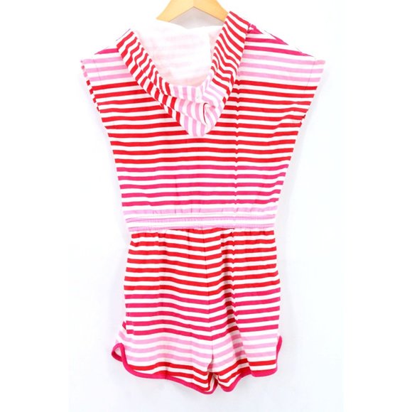 Hunter for Target Romper Dress Girls Kids Pink Red Striped Hooded Large 10/12 - Picture 7 of 9